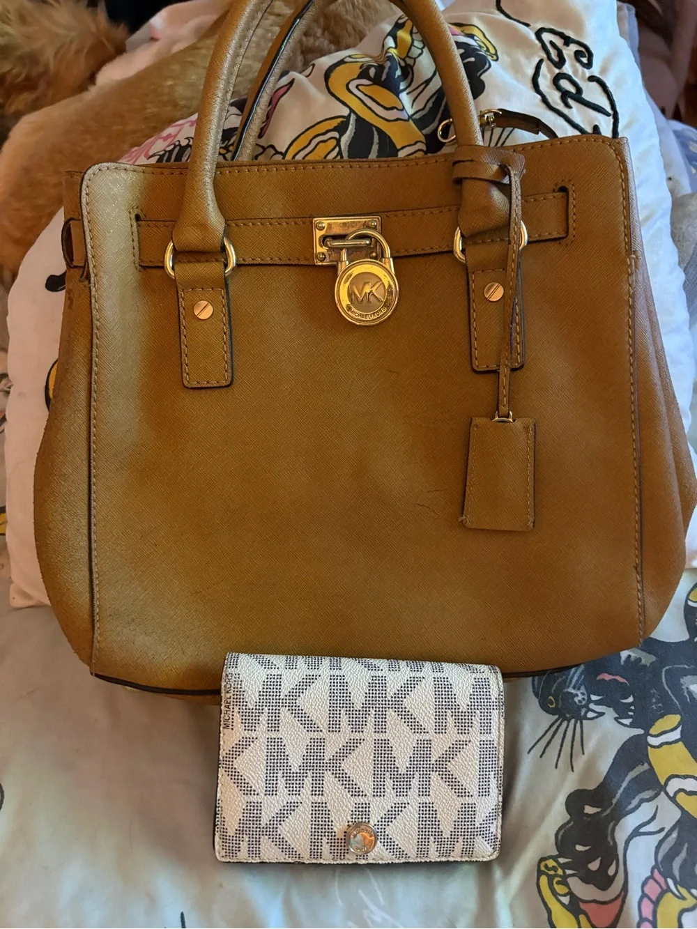 Michael Kors 3 pieces Lot Leather Tote with Blush Crossbody and MK Logo Wallet